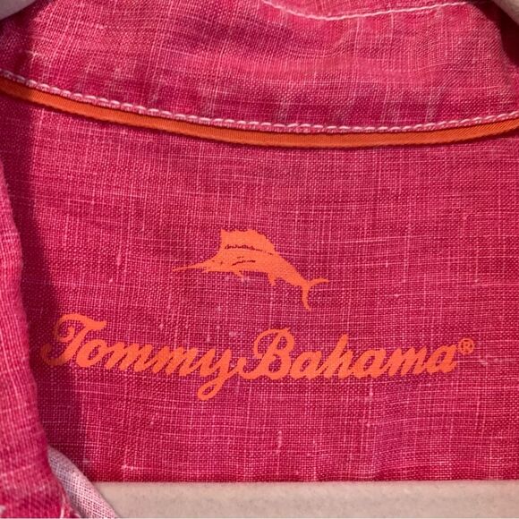 Tommy Bahama Vibrant Pink Collared Button Down Linen Shirt size small - Picture 3 of 4